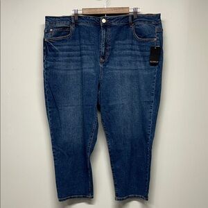 Eloquii Plus Size Jeans Dark Wash Non-Distressed Size 22 Ankle Length High Waist